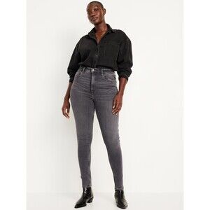 Old Navy Jeans Womens 12P Black Wash Faded Extra High Rise Super Skinny Hipster